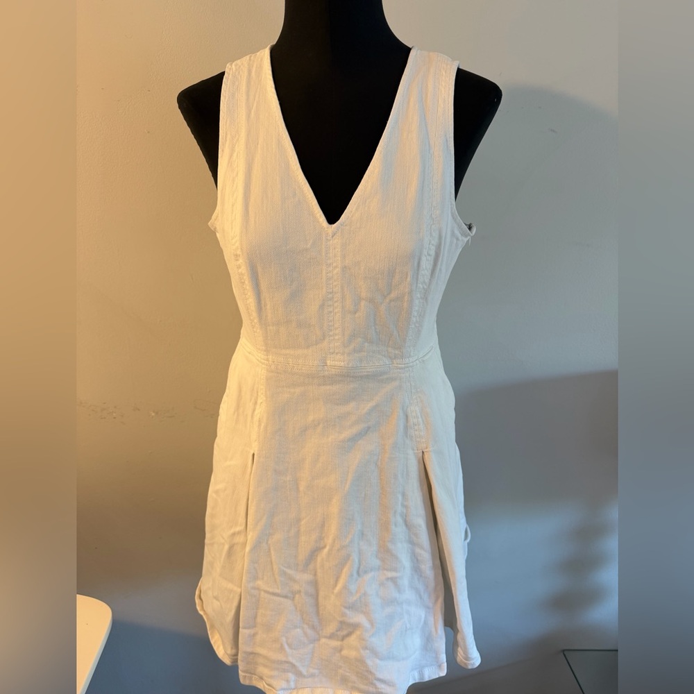 Banana Republic white V-Neck Mini Denim Dress